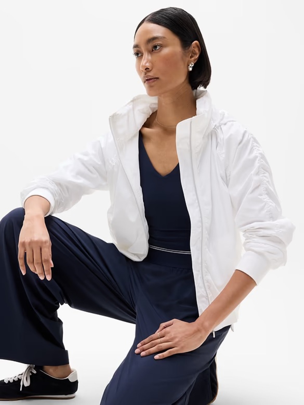 Athleta White Lightweight Bomber Jacket